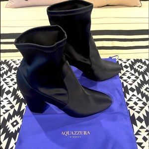 Aquazzura black satin ankle boots
